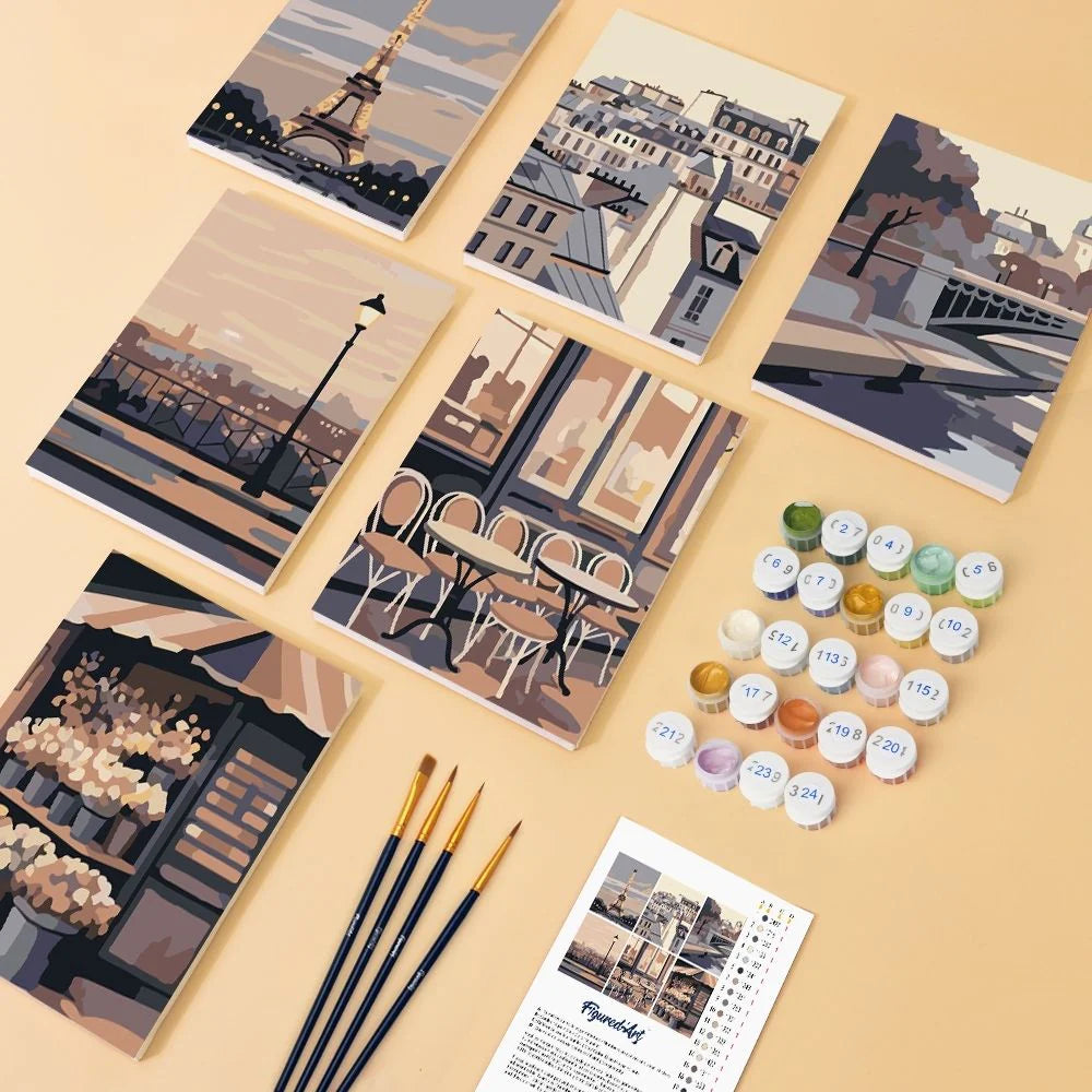 Peinture par numéro Balade à Paris – détail toile – Maison Artsen