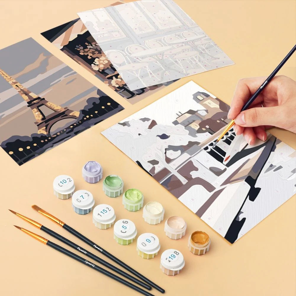 Peintures par numéro Balade à Paris en décoration murale – pour une balade romantique dans les rues de Paris – Maison Artsen