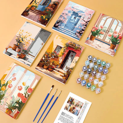 Peinture par numéro Entrées Fleuries – détail toile – Maison Artsen