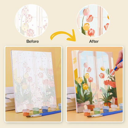 Peinture par numéro Entrées Fleuries – détail toile – Maison Artsen