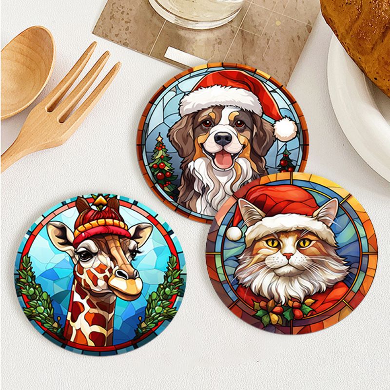 Sous-verres à peindre par numéro Animaux en Bonnet de Noël, vue 4, Maison Artsen