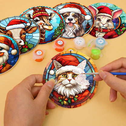 Sous-verres à peindre par numéro Animaux en Bonnet de Noël, vue 6, Maison Artsen