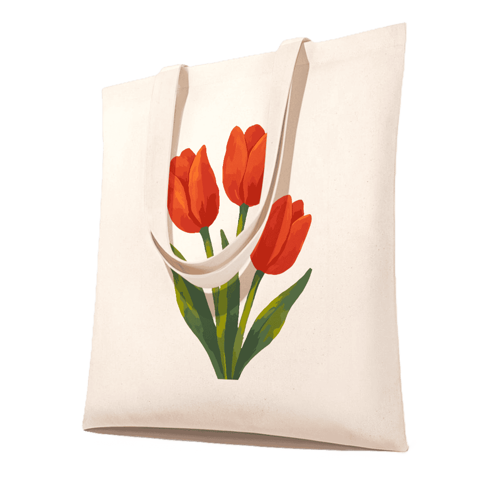 Tote bag à peindre par numéro Tulipes Rouges, Maison Artsen