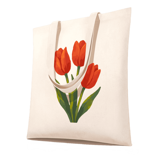 Tote bag à peindre par numéro Tulipes Rouges, Maison Artsen
