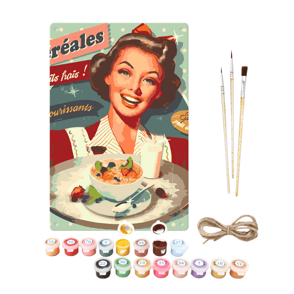 Affiche en métal à peindre par numéro Petit-Déjeuner Rétro, vue 2, Maison Artsen
