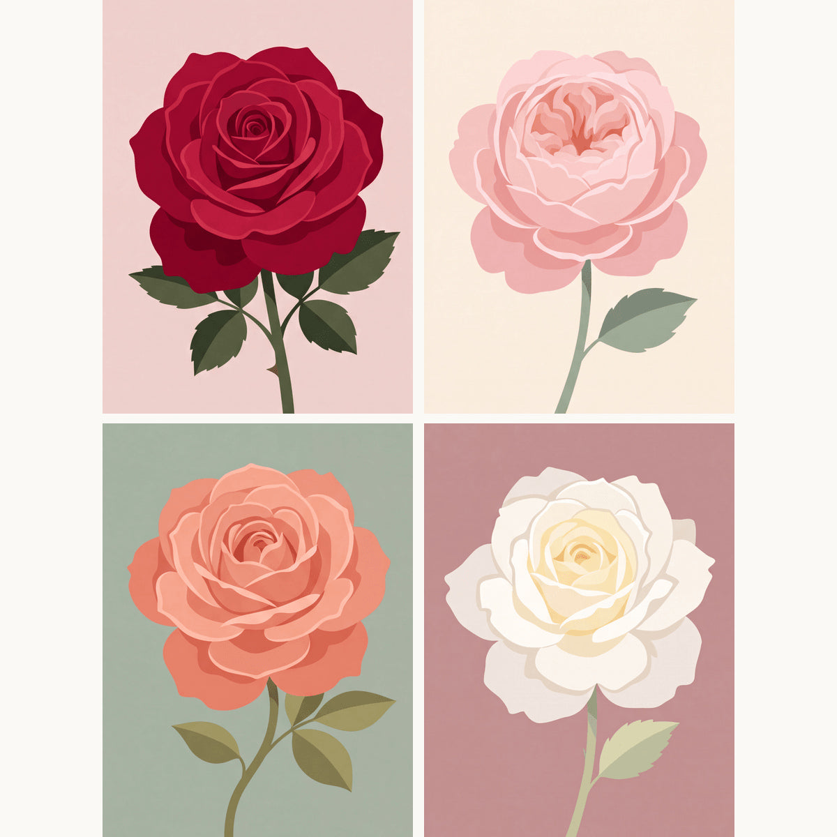Coffret de 4 peintures par numéro Des Roses pour Vous, les mini-toiles à plat, Maison Artsen