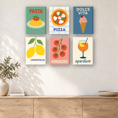 Coffret de 6 peintures par numéro Affiches de la Dolce Vita, mini-toiles présentées au mur, Maison Artsen