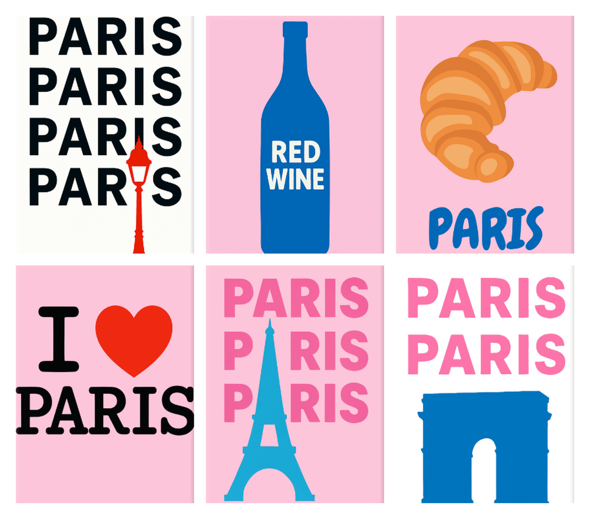 Coffret de 6 peintures par numéro Paris en Toutes Lettres, les mini-toiles à plat, Maison Artsen