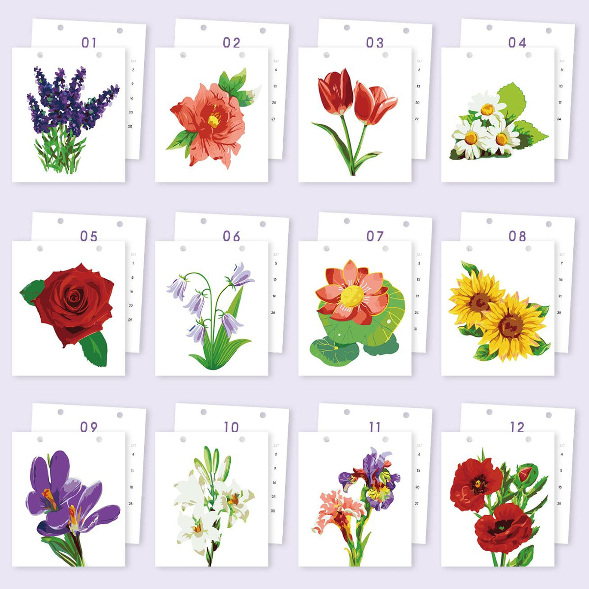 Calendrier 2027 peinture par numéro Fleurs du Jardin, Maison Artsen – vue 10