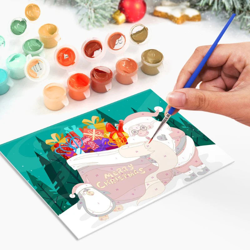 Peintures par numéro Cartes de Noël à Peindre – Série 1 en décoration murale – pour un Noël magique – Maison Artsen