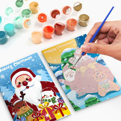 Peintures par numéro Cartes de Noël à Peindre – Série 2 en décoration murale – pour un Noël magique – Maison Artsen