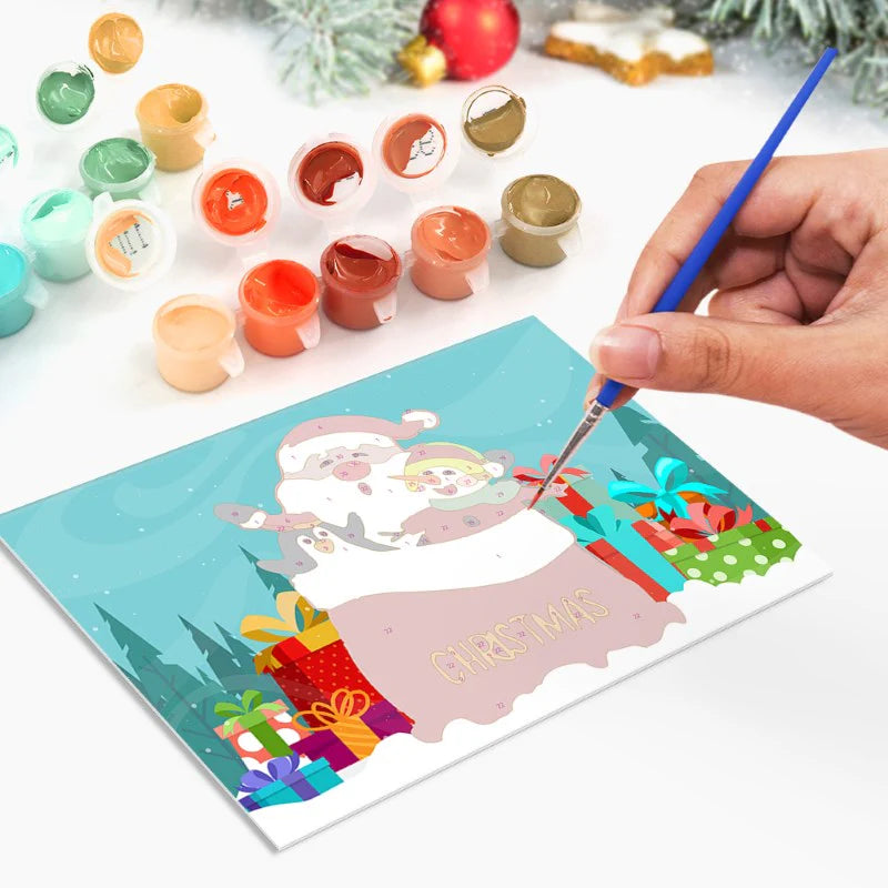 Peintures par numéro Cartes de Noël à Peindre – Série 3 en décoration murale – pour un Noël magique – Maison Artsen