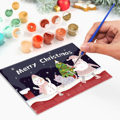 Peintures par numéro Cartes de Noël à Peindre – Série 4 en décoration murale – pour un Noël magique – Maison Artsen