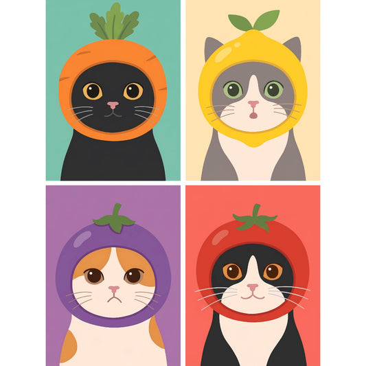 “Dressed-Up Cats” Paint-by-Numbers Set, 4 Canvases – Maison Artsen