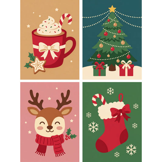 “Christmas Treats” Paint-by-Numbers Set, 4 Canvases – Maison Artsen