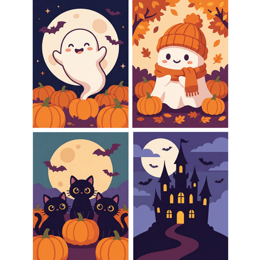 “Little Ghosts” Paint-by-Numbers Set, 4 Canvases – Maison Artsen