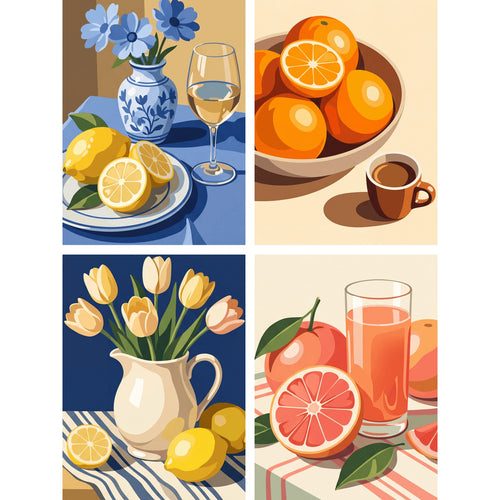 “Summer Table” Paint-by-Numbers Set, 4 Canvases – Maison Artsen