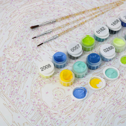 Pinceaux de précision et pots de peinture acrylique sur toile numérotée – kit peinture par numéro Maison Artsen