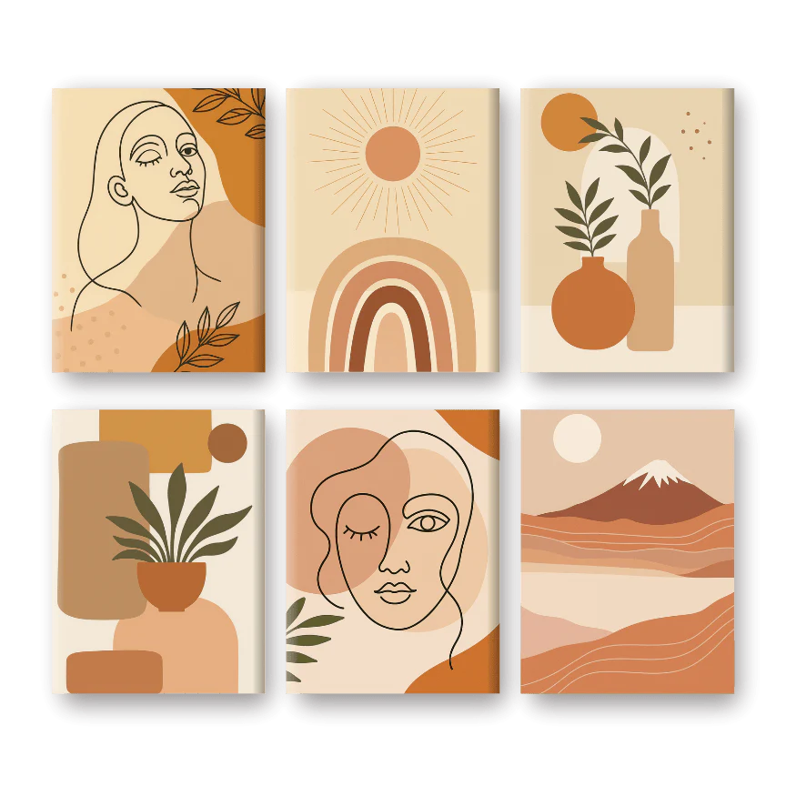 Coffret 6 peintures par numéro Boho Vibes – aux couleurs inspirantes – Maison Artsen