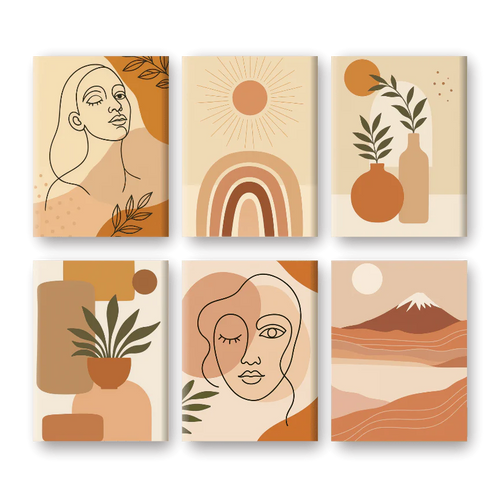 Coffret 6 peintures par numéro Boho Vibes – aux couleurs inspirantes – Maison Artsen