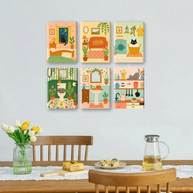 Peintures par numéro Chaton fait sa vie en décoration murale – sur le thème des animaux – Maison Artsen