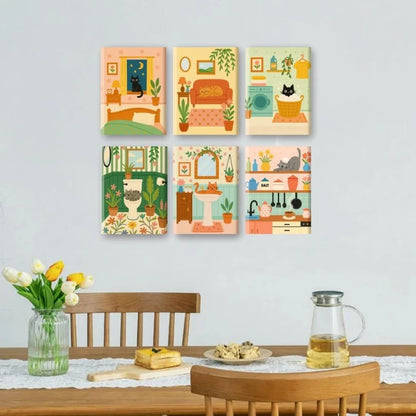 Peintures par numéro Chaton fait sa vie en décoration murale – sur le thème des animaux – Maison Artsen