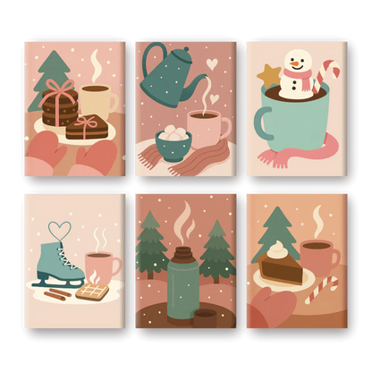 Coffret 6 peintures par numéro Chocolat Chaud – sur le thème du chocolat chaud – Maison Artsen