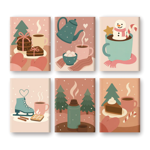 Coffret 6 peintures par numéro Chocolat Chaud – sur le thème du chocolat chaud – Maison Artsen