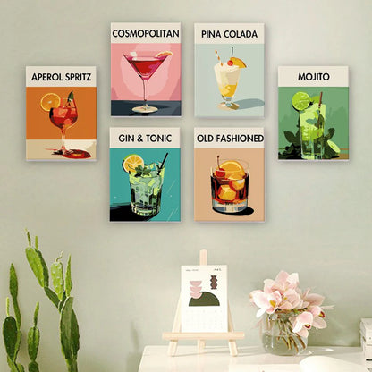 Peintures par numéro Cocktails Deluxe en décoration murale – aux couleurs inspirantes – Maison Artsen