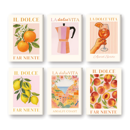 Coffret 6 peintures par numéro Dolce Vita – inspiré de la dolce vita italienne – Maison Artsen