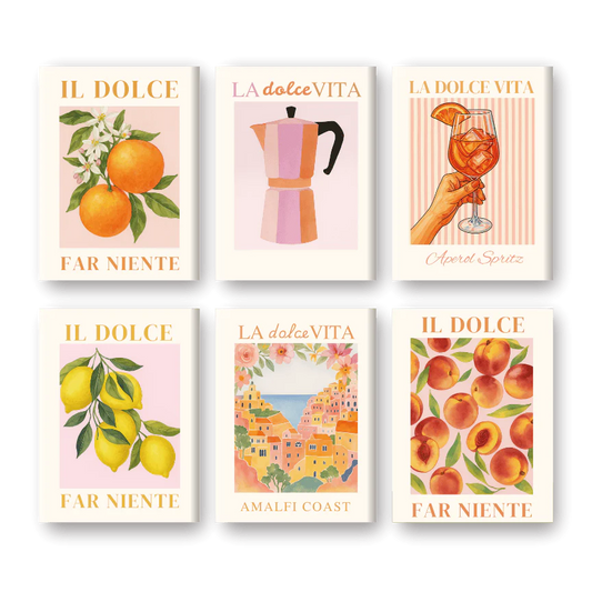 Coffret 6 peintures par numéro Dolce Vita – inspiré de la dolce vita italienne – Maison Artsen