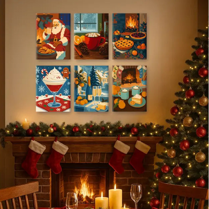 Peintures par numéro Douce soirée d’hiver en décoration murale – pour un Noël magique – Maison Artsen