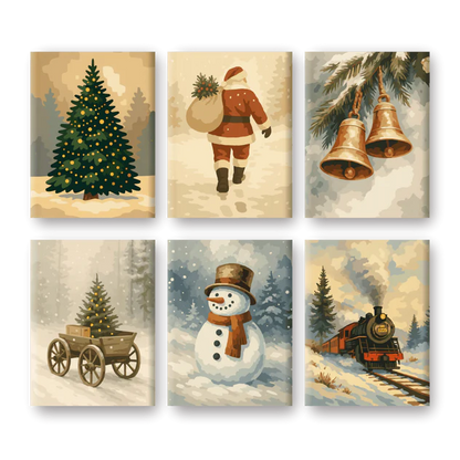 Coffret 6 peintures par numéro En route vers Noël – pour un Noël magique – Maison Artsen