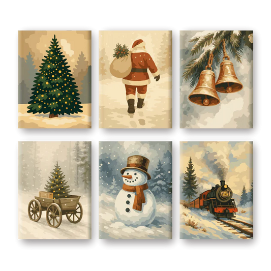 Coffret 6 peintures par numéro En route vers Noël – pour un Noël magique – Maison Artsen