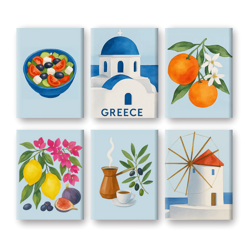 Coffret 6 peintures par numéro Été Grec – aux couleurs de l'Italie – Maison Artsen