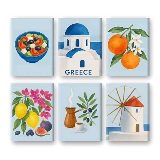 Coffret 6 peintures par numéro Été Grec – aux couleurs de l'Italie – Maison Artsen