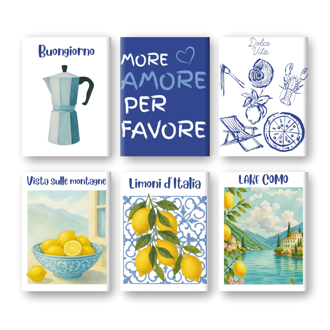 Coffret 6 peintures par numéro Été Italien – aux couleurs de l'Italie – Maison Artsen