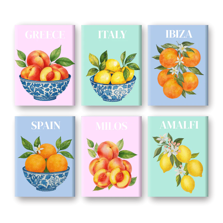 Coffret 6 peintures par numéro Fruit Méditerranéen – aux couleurs de l'Italie – Maison Artsen