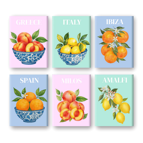 Coffret 6 peintures par numéro Fruit Méditerranéen – aux couleurs de l'Italie – Maison Artsen