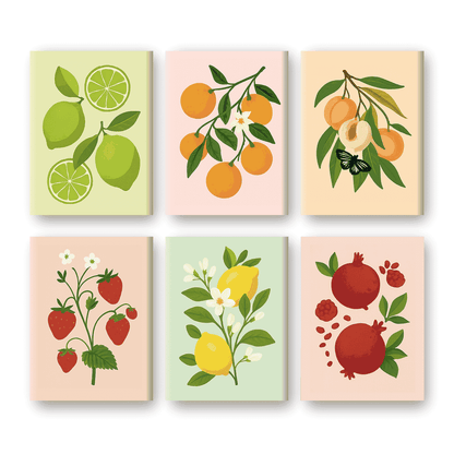 Coffret 6 peintures par numéro Fruits Colorés – sur le thème des fruits – Maison Artsen