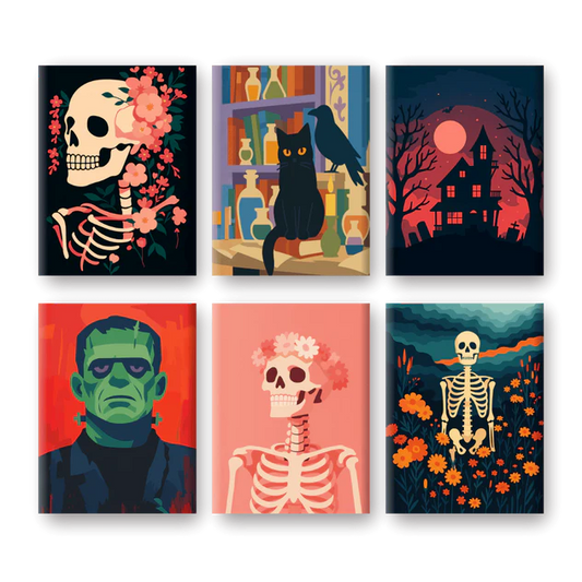 Coffret 6 peintures par numéro Halloween Spirit – sur le thème d'Halloween – Maison Artsen
