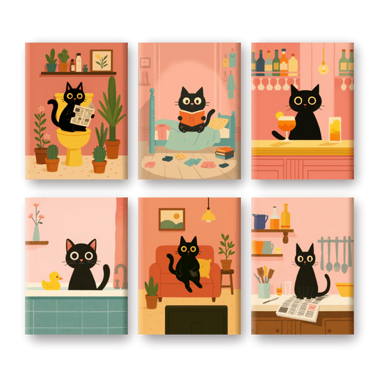 Coffret 6 peintures par numéro Le Chat – sur le thème des animaux – Maison Artsen
