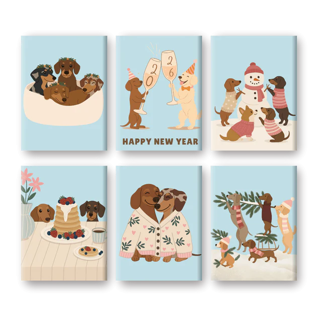 Coffret 6 peintures par numéro Les chiens fêtes aussi ! – sur le thème des animaux – Maison Artsen