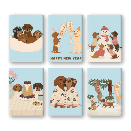 Coffret 6 peintures par numéro Les chiens fêtes aussi ! – sur le thème des animaux – Maison Artsen