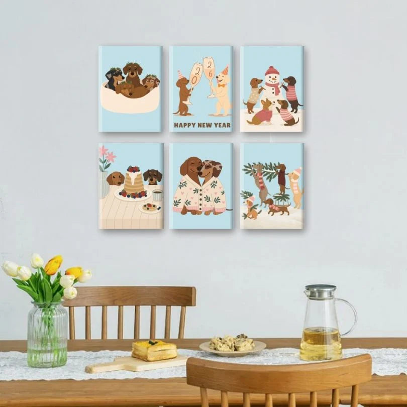 Peintures par numéro Les chiens fêtes aussi ! en décoration murale – sur le thème des animaux – Maison Artsen