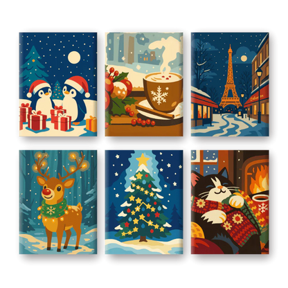 Coffret 6 peintures par numéro Magie de Noël – pour un Noël magique – Maison Artsen