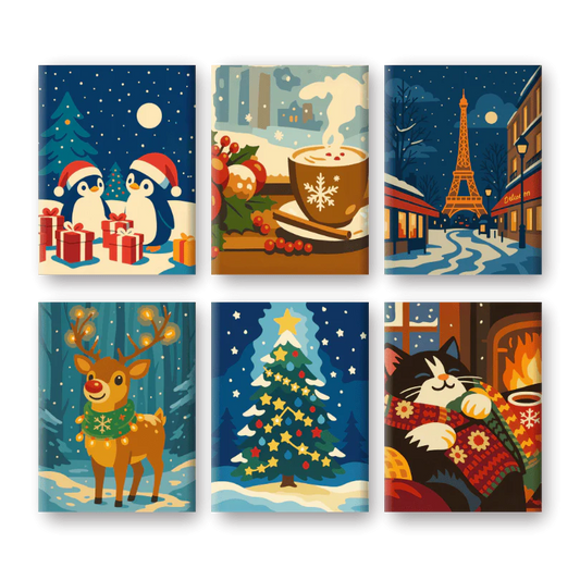 Coffret 6 peintures par numéro Magie de Noël – pour un Noël magique – Maison Artsen