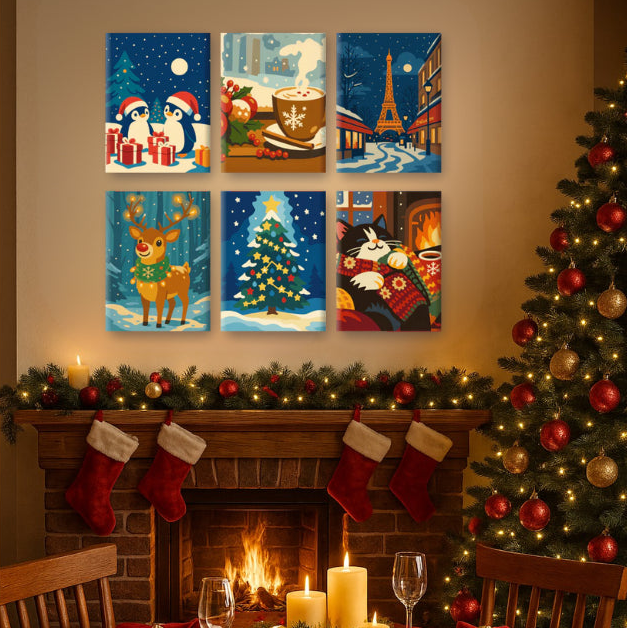 Peintures par numéro Magie de Noël en décoration murale – pour un Noël magique – Maison Artsen
