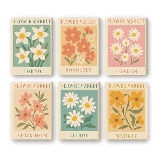 Coffret 6 peintures par numéro Market Flower – sur le thème de la nature – Maison Artsen