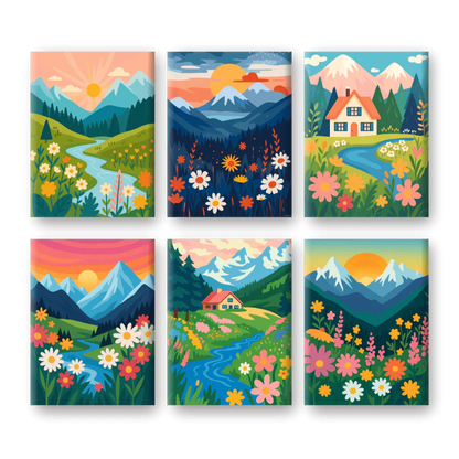Coffret 6 peintures par numéro Paysages Colorés – aux paysages inspirants – Maison Artsen